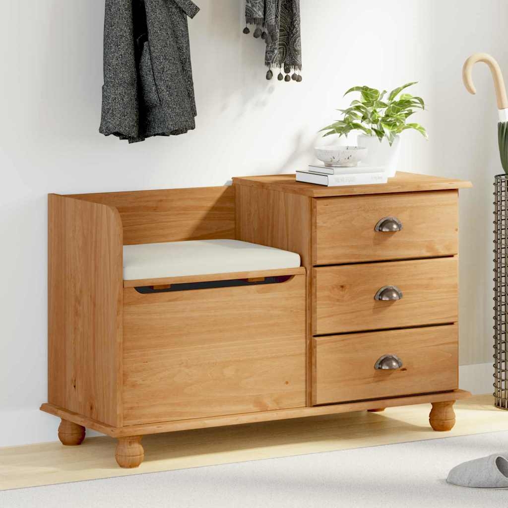 Flurbank mit Stauraum ASKIM Honigbraun 100x39x62 cm Kiefernholz