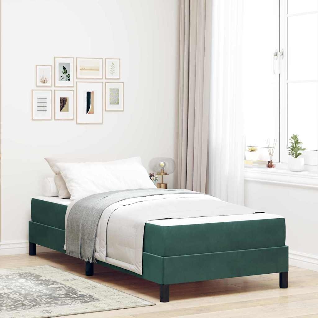 Boxspringbett mit Matratze Dunkelgrün 90 x 200 cm Samt