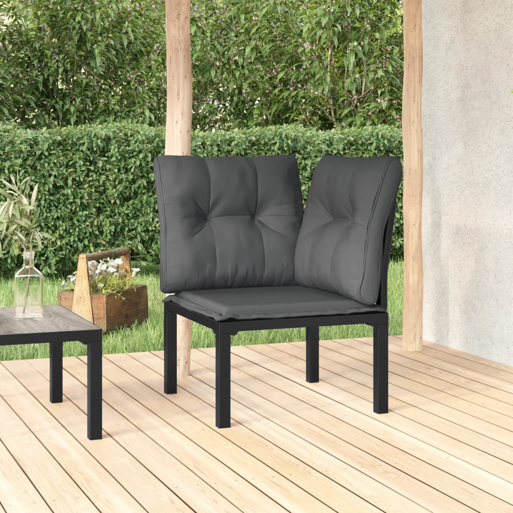 Garten-Eckstuhl mit Kissen Schwarz und Grau Poly Rattan Garten-Eckstuhl mit Kissen Schwarz und Grau Poly Rattan