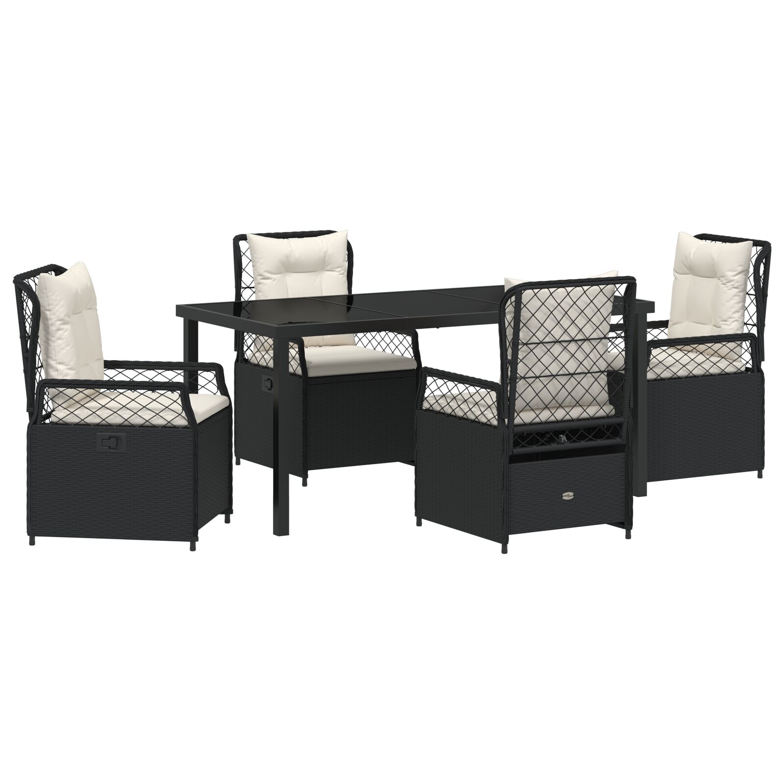 5-teiliges Garten-Esszimmer-Set Schwarz Poly-Rattan 5-teiliges Garten-Esszimmer-Set Schwarz Poly-Rattan