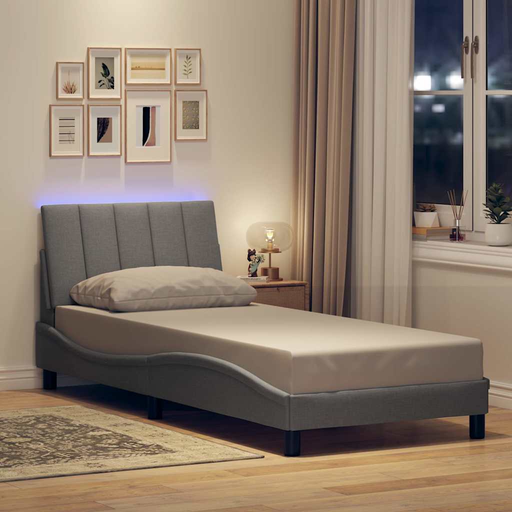Bettgestell ohne Matratze Hellgrau 90x190 cm Stoff
