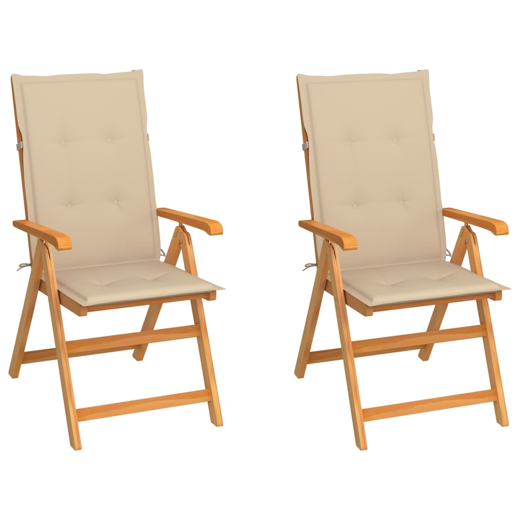 Gartenstühle 2 Stk. mit Beigen Kissen Massivholz Teak Gartenstühle 2 Stk. mit Beigen Kissen Massivholz Teak