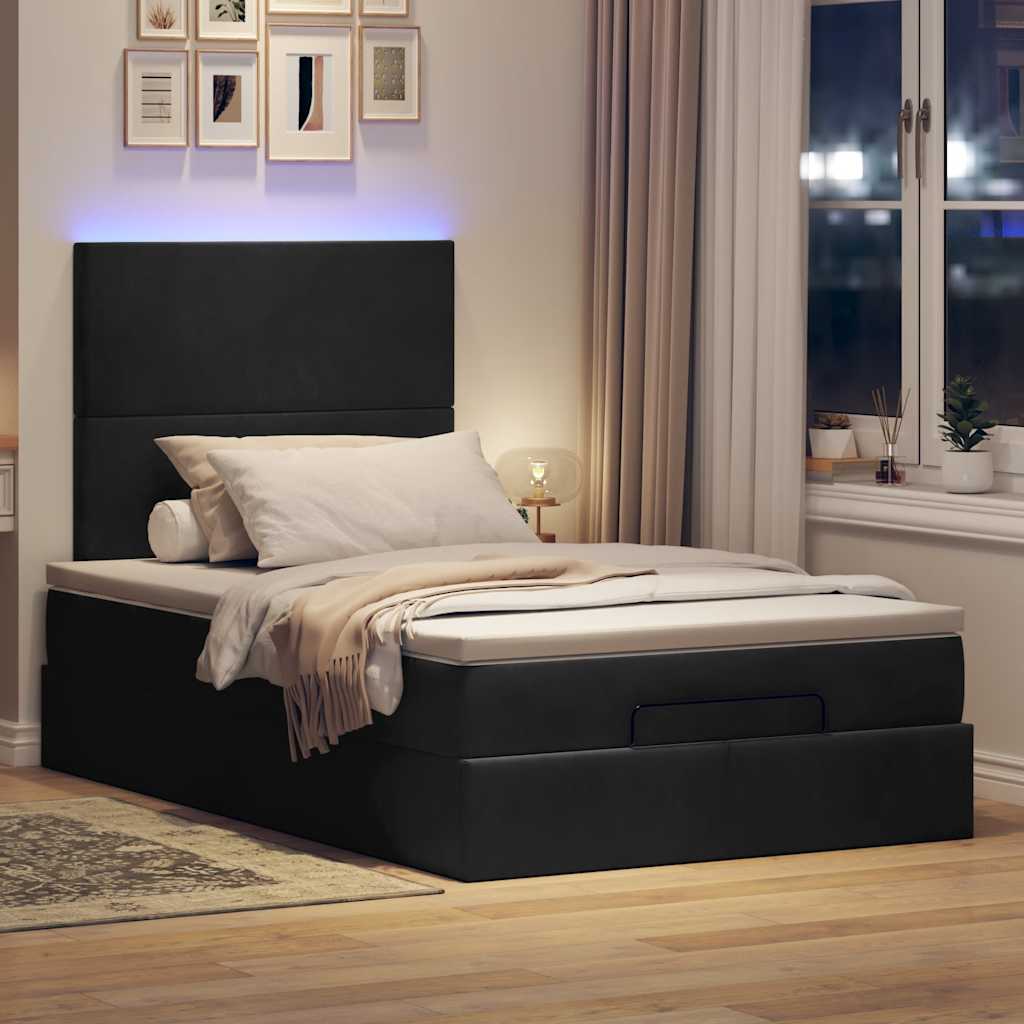 Ottoman-Bett mit Matratzen Schwarz 120x200 cm Samt