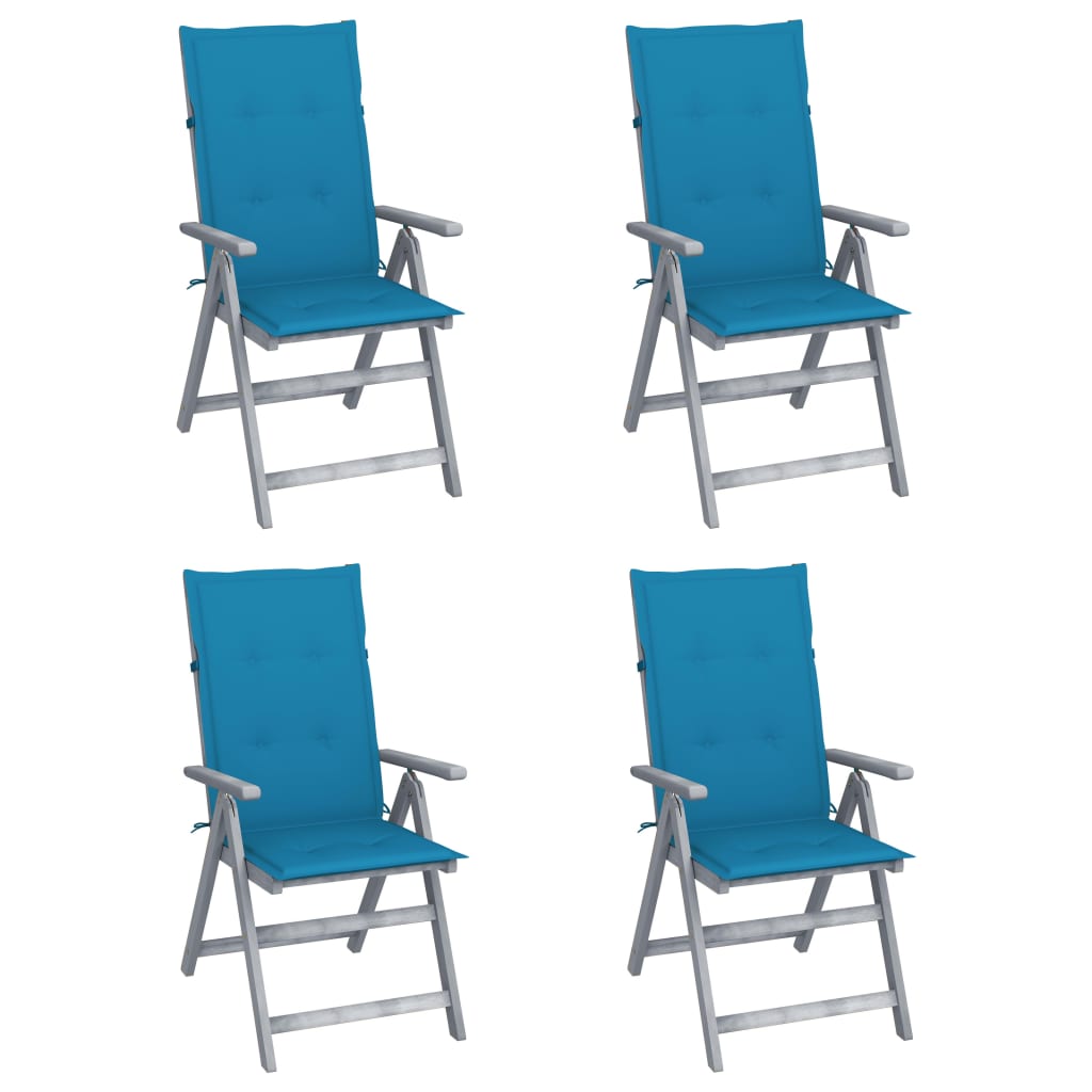 Hochlehner Verstellbar 4 Stk. mit Auflagen Massivholz Akazie Hochlehner Verstellbar 4 Stk. mit Auflagen Massivholz Akazie