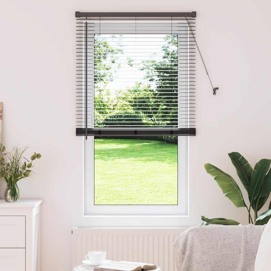 Fenster Jalousie mit Vorhängen Sonstiges Schwarz 80 x 130 cm Aluminium