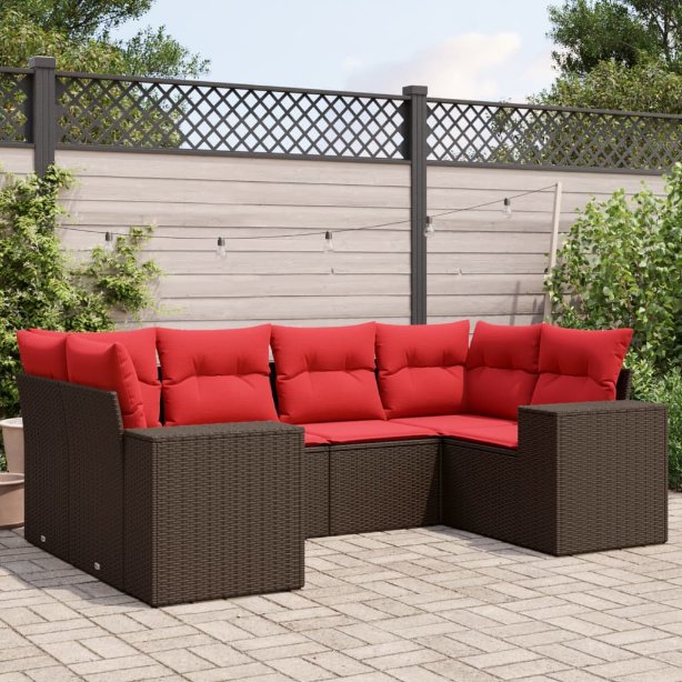 6-teiliges Gartensofa-Set mit Kissen, braun, Polyrattan 6-teiliges Gartensofa-Set mit Kissen, braun, Polyrattan