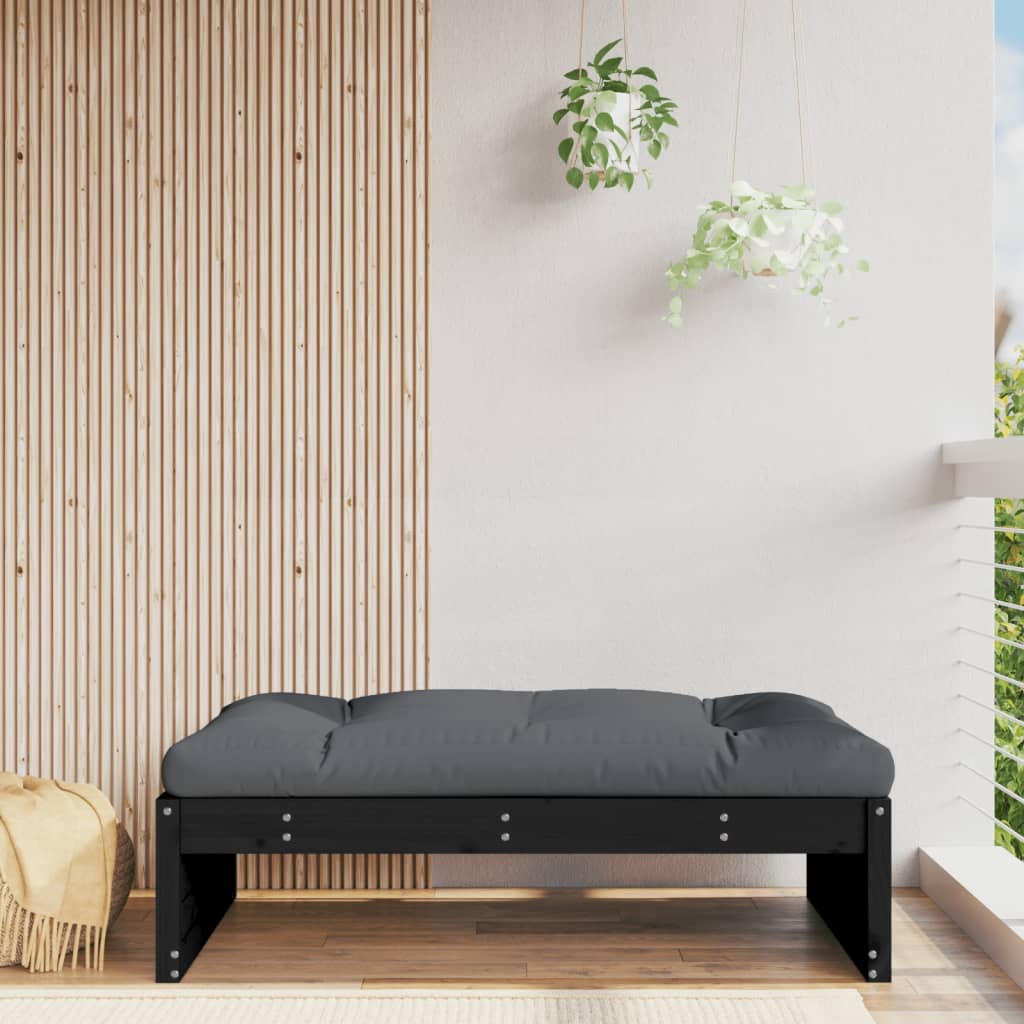 Gartenhocker Schwarz 120x80 cm Massivholz Kiefer Gartenhocker Schwarz 120x80 cm Massivholz Kiefer