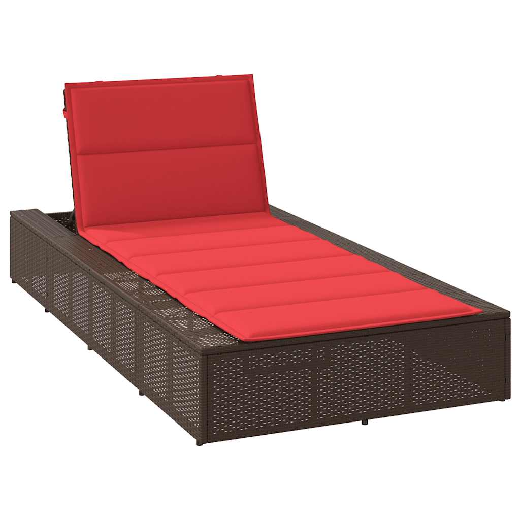 Sonnenliege mit schwebender Auflage Braun Poly Rattan Sonnenliege mit schwebender Auflage Braun Poly Rattan