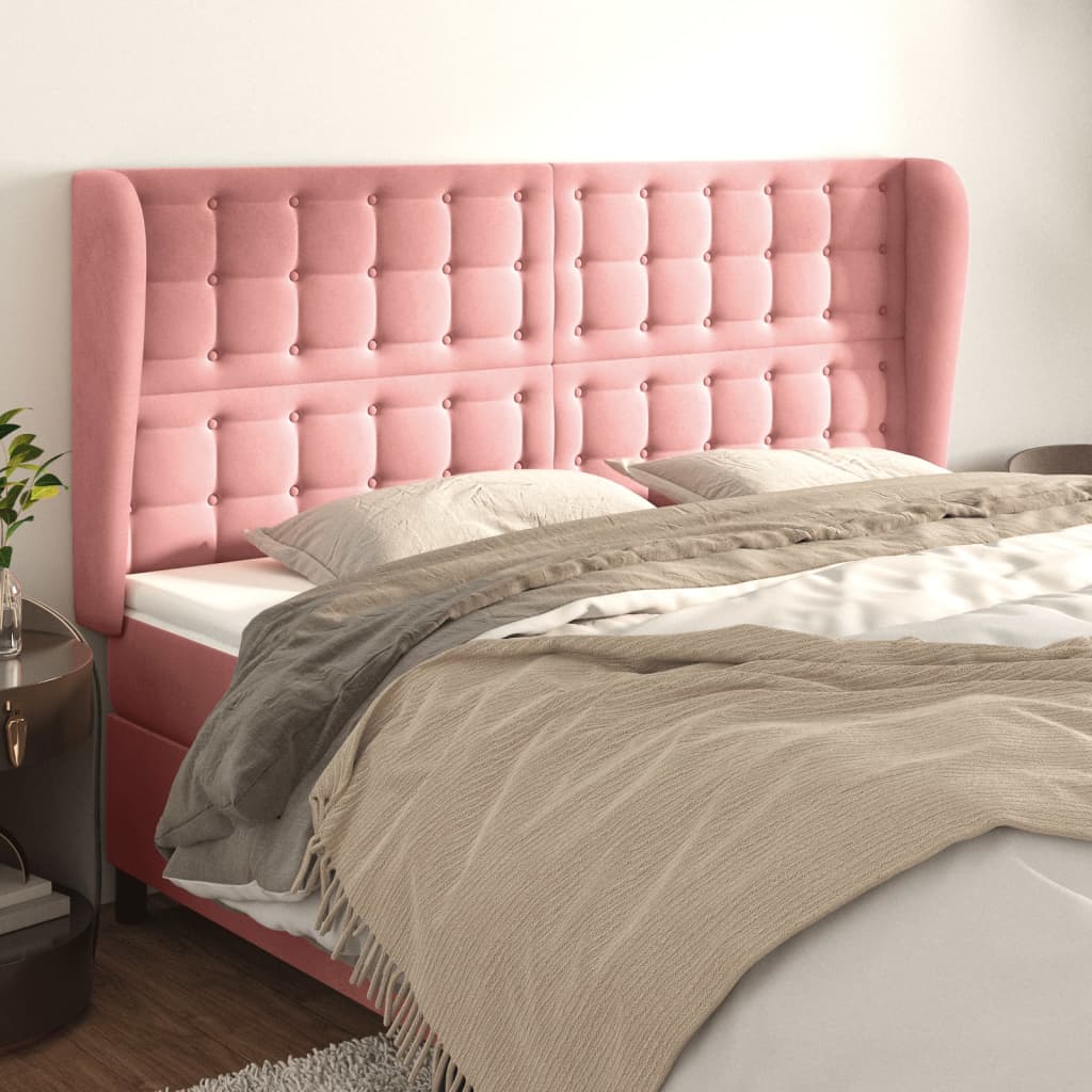 Kopfteil mit Ohren Rosa 163x23x118/128 cm Samt