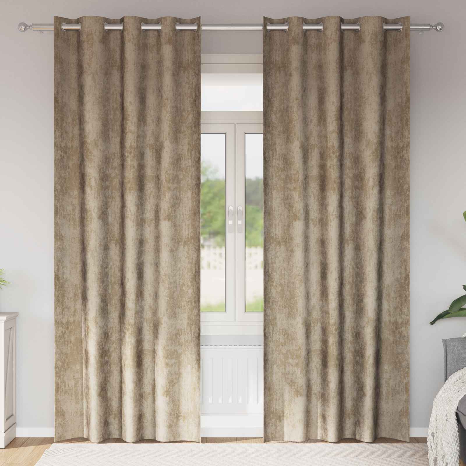 Samtvorhänge 2 Stück mit Ösen Champagner 260x140 cm