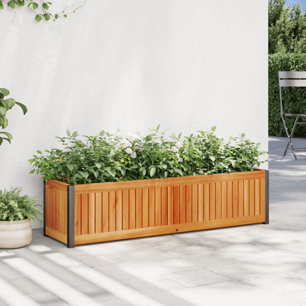 Pflanzkübel 110x30x27,5 cm Massivholz Akazie und Stahl Pflanzkübel 110x30x27,5 cm Massivholz Akazie und Stahl