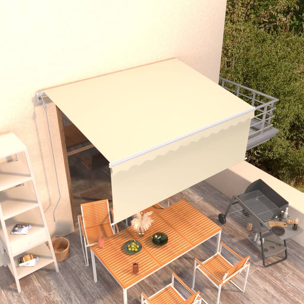 Markise Automatisch Einziehbar mit Volant 3x2,5 m Creme