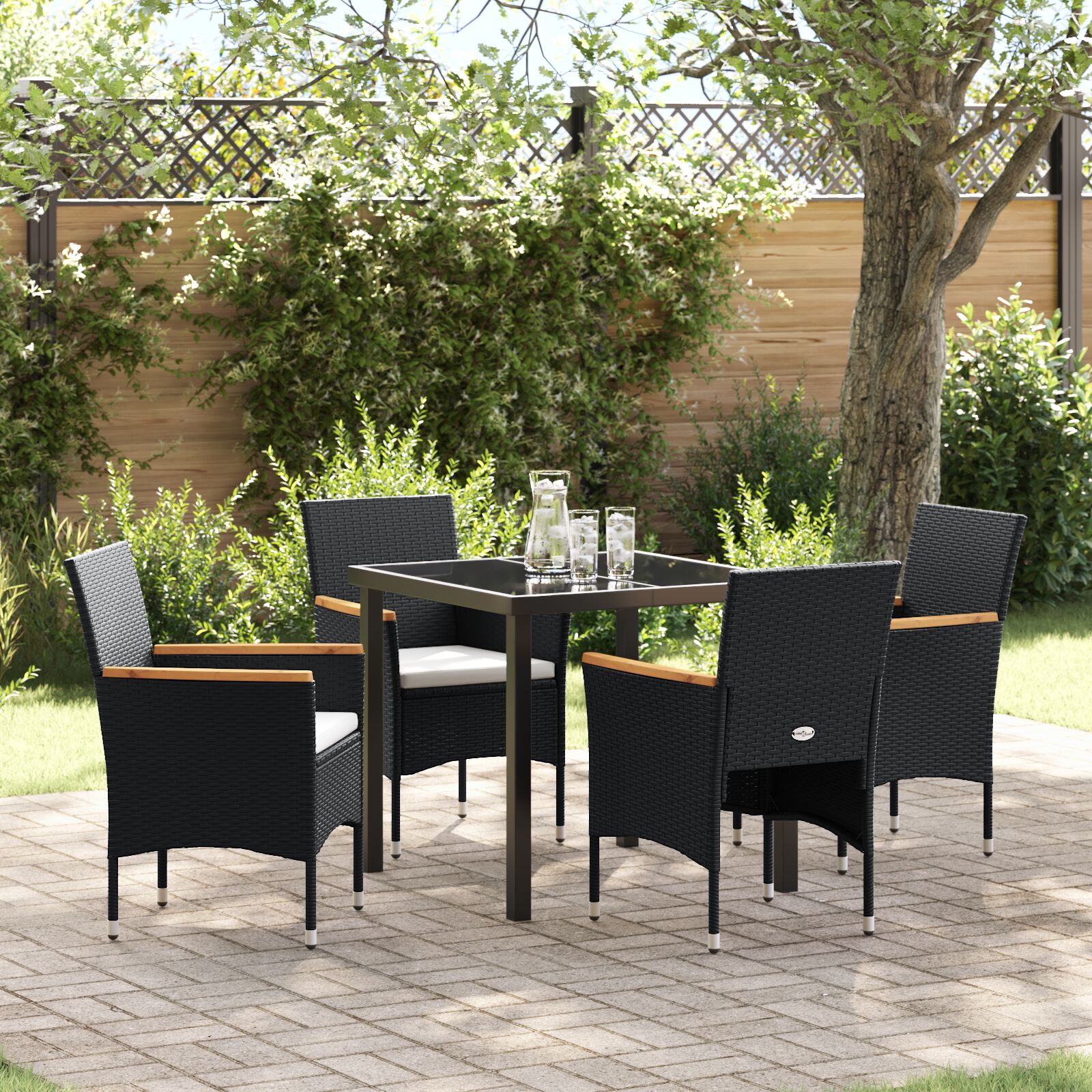 5-teiliges Garten-Essset Schwarz Poly Rattan 5-teiliges Garten-Essset Schwarz Poly Rattan