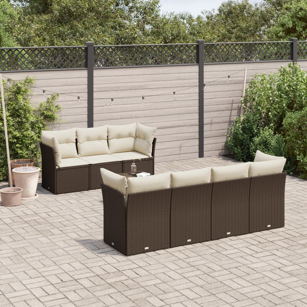 8-tlg. Garten-Sofagarnitur mit Kissen Braun Poly Rattan 8-tlg. Garten-Sofagarnitur mit Kissen Braun Poly Rattan