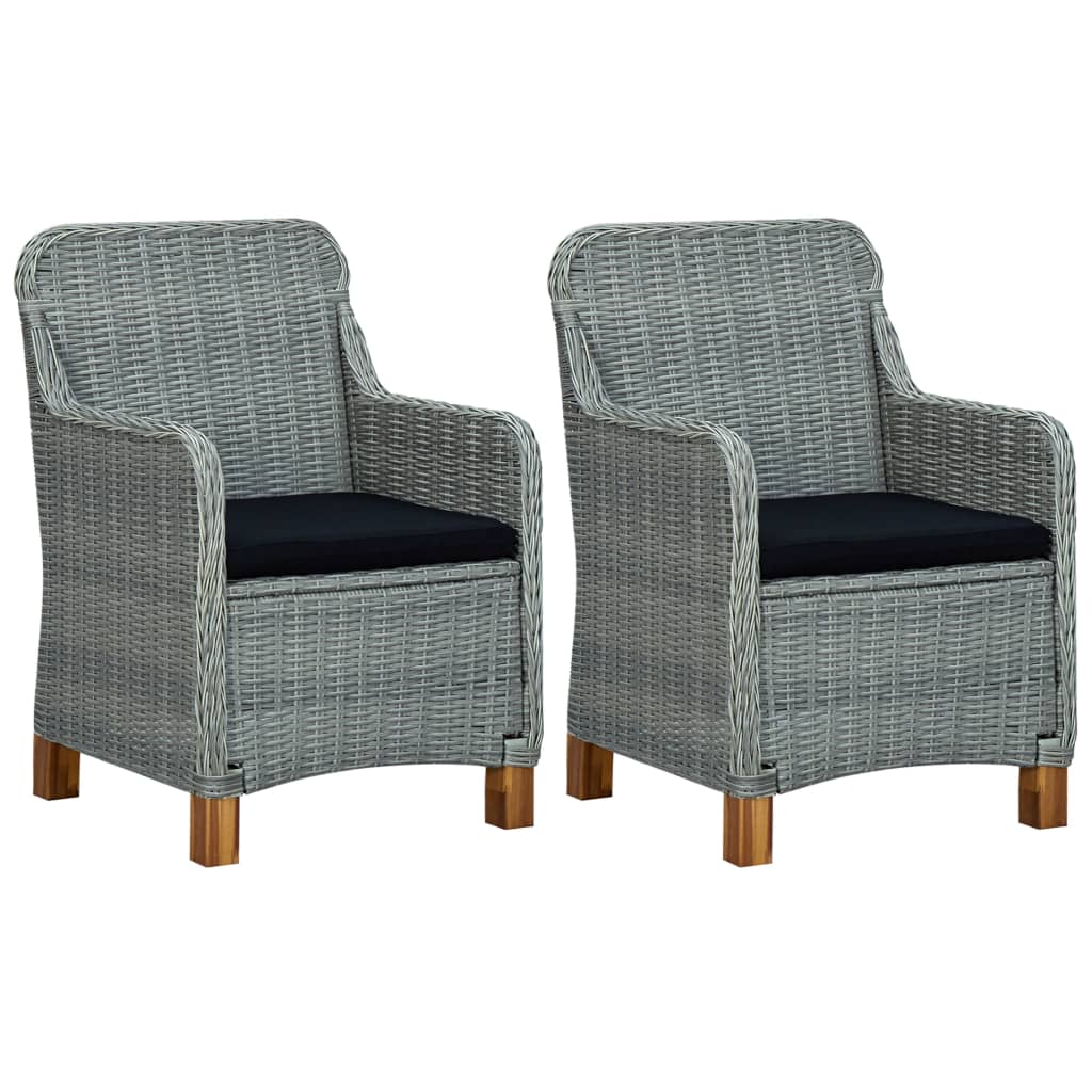 Gartenstühle mit Kissen 2 Stk. Poly Rattan Hellgrau Gartenstühle mit Kissen 2 Stk. Poly Rattan Hellgrau