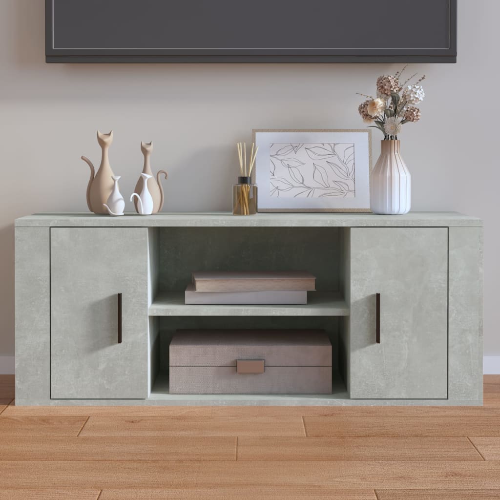 TV-Schrank Betongrau 100x35x40 cm Holzwerkstoff