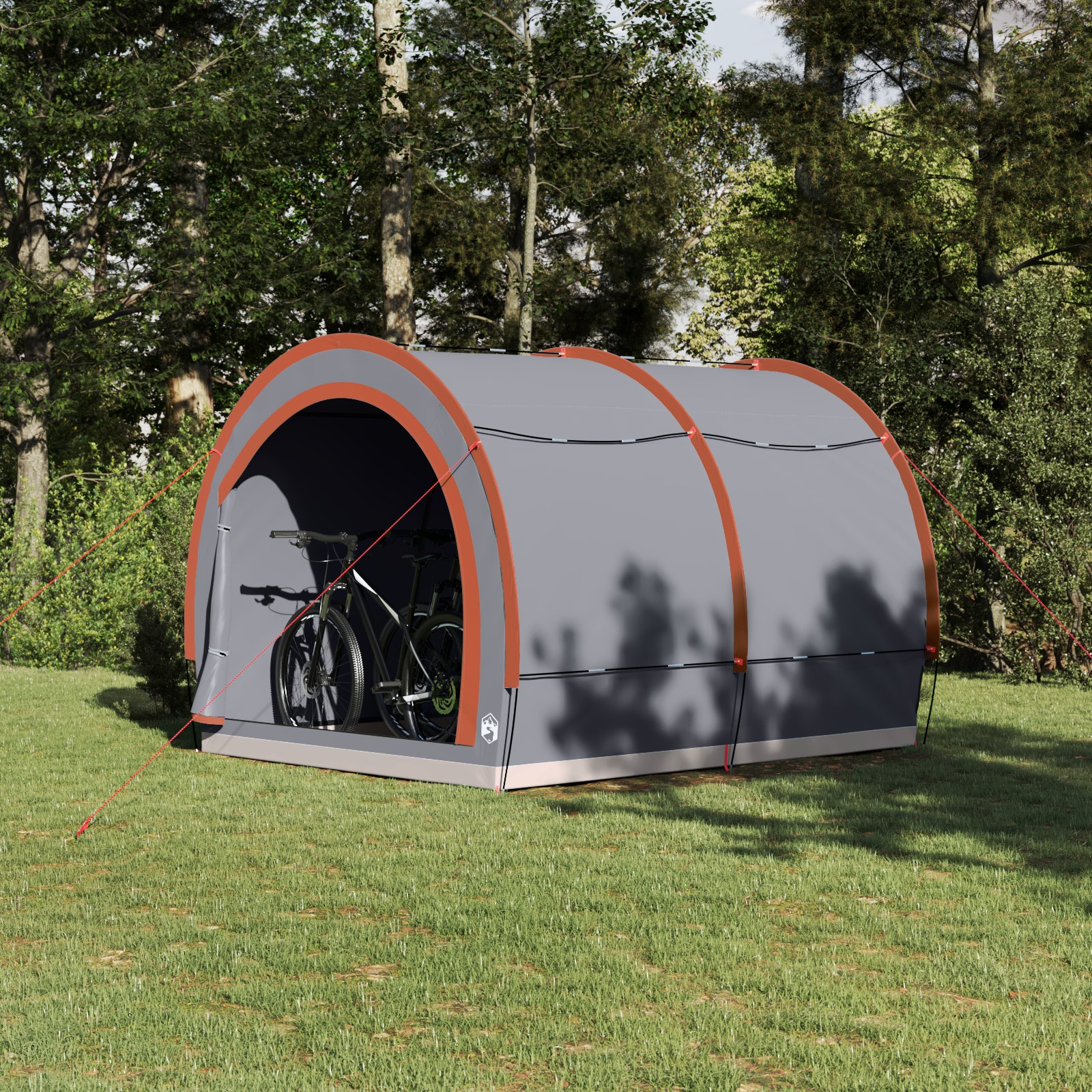 Fahrradgarage mit Dach mit Speicher Grau und Orange 256 x 222 x 182 cm
