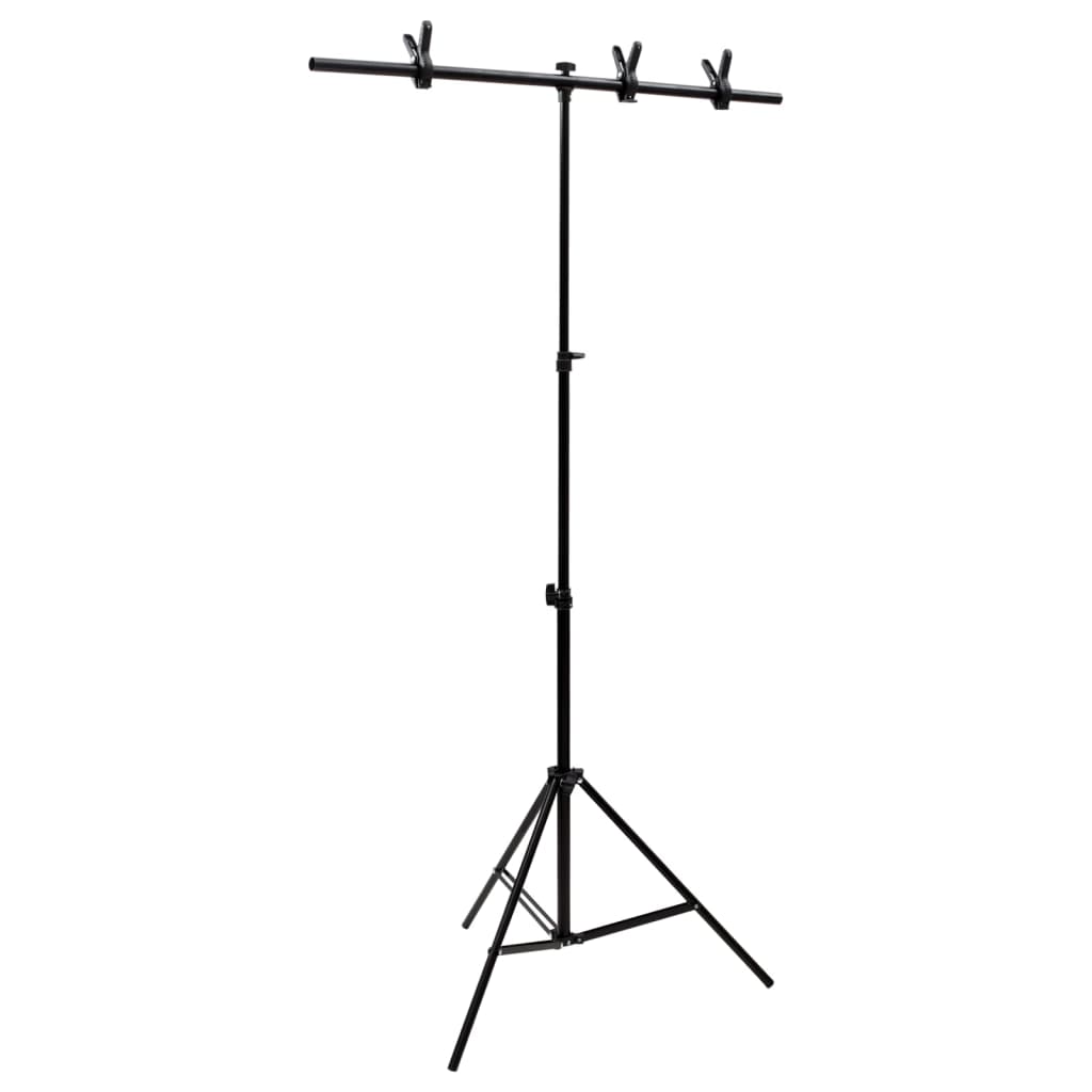 Hintergrundständer T-Form Schwarz 91x60x(70-200) cm