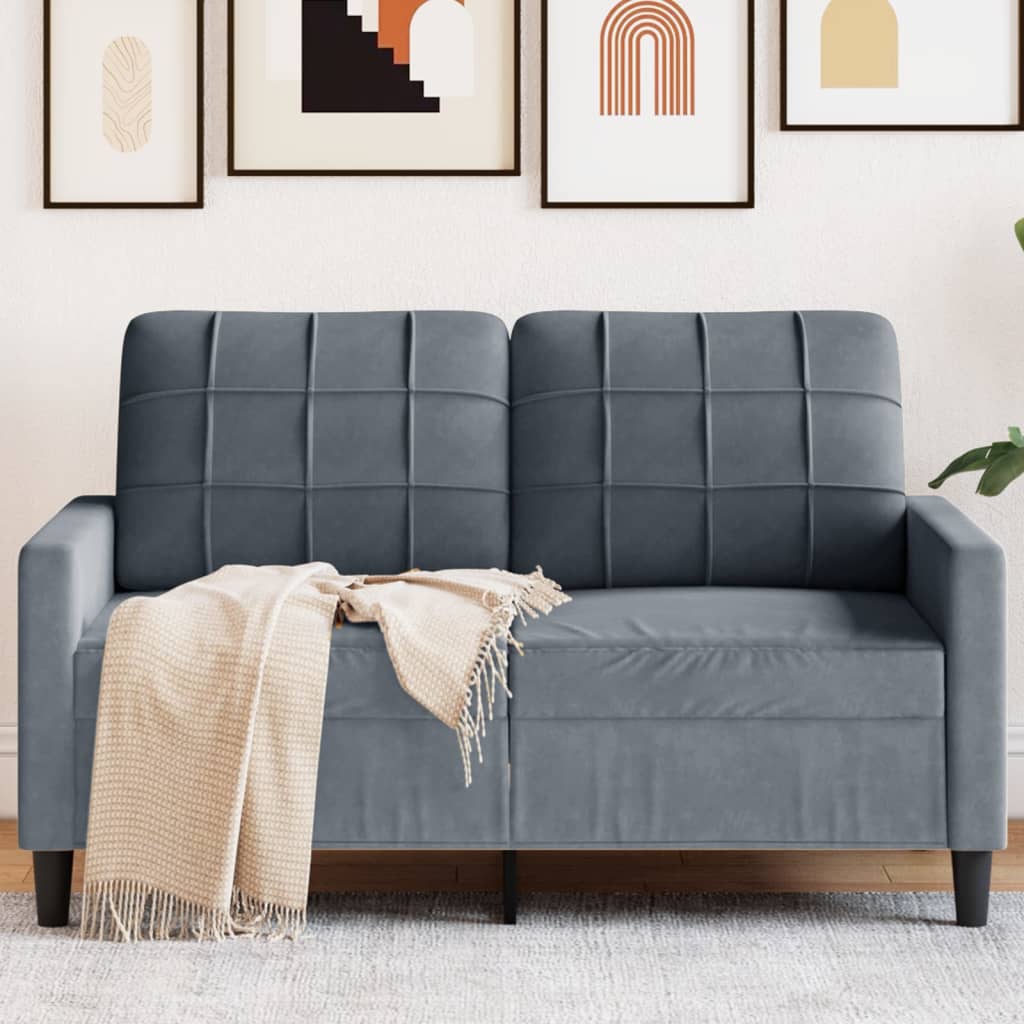 2-Sitzer-Sofa Dunkelgrau 120 cm Samt 2-Sitzer-Sofa Dunkelgrau 120 cm Samt