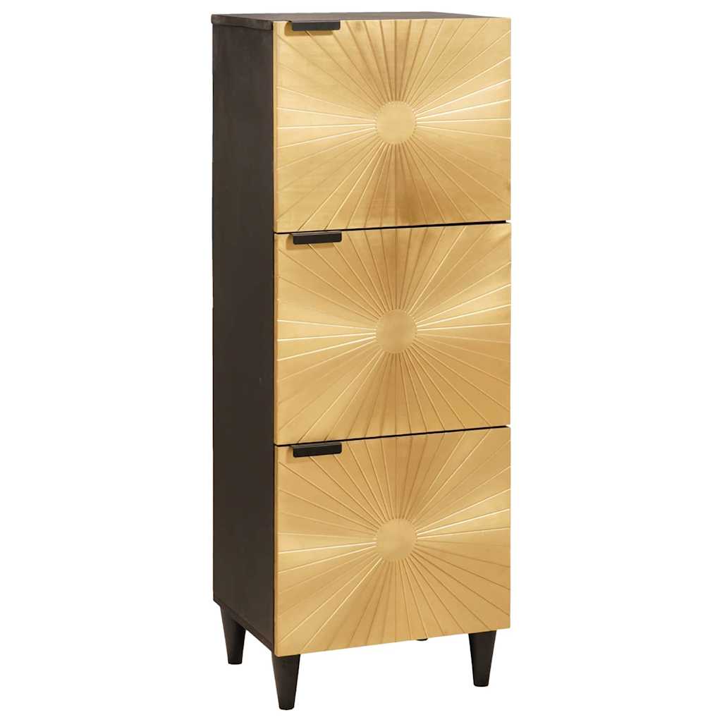 Beistellschrank mit Tür Schwarz und Gold 40 x 33.5 x 110 cm Beistellschrank mit Tür Schwarz und Gold 40 x 33.5 x 110 cm