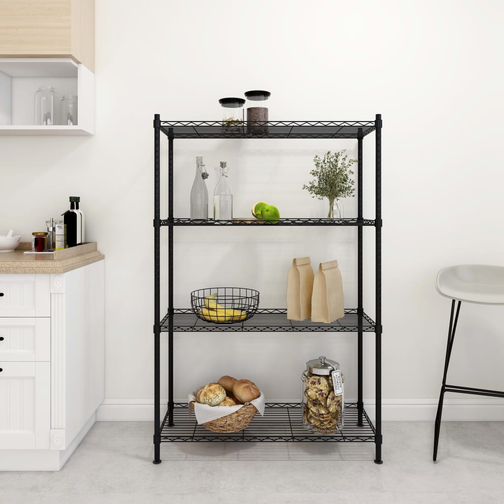 Lagerregal mit 4 Böden 90x35x137 cm Schwarz 200 kg