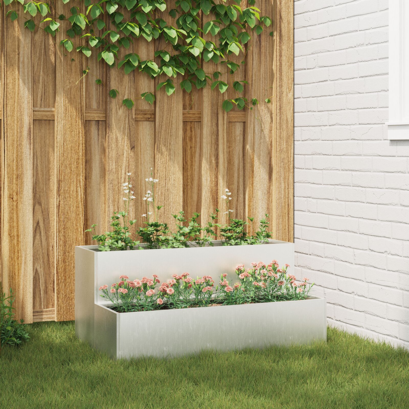 vidaXL Gartenpflanzer 2-Tier 100x60x45 cm Edelstahl