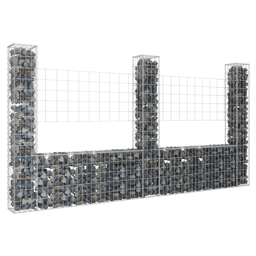 Gabionenkorb U-Form mit 3 Säulen Eisen 260x20x150 cm Gabionenkorb U-Form mit 3 Säulen Eisen 260x20x150 cm