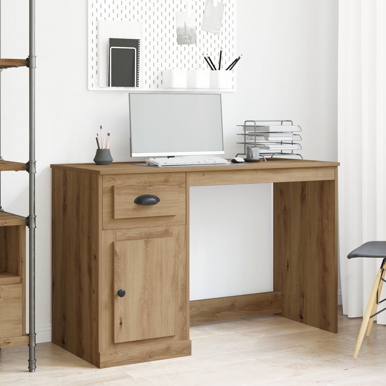 vidaXL Schreibtisch mit Aufbewahrung Artisan Eiche 50x115x75 cm Holzwerkstoff