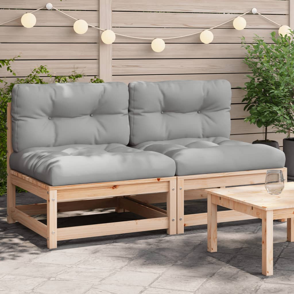 Gartensofas ohne Armlehnen mit Kissen 2 Stk. Massivholz Kiefer Gartensofas ohne Armlehnen mit Kissen 2 Stk. Massivholz Kiefer