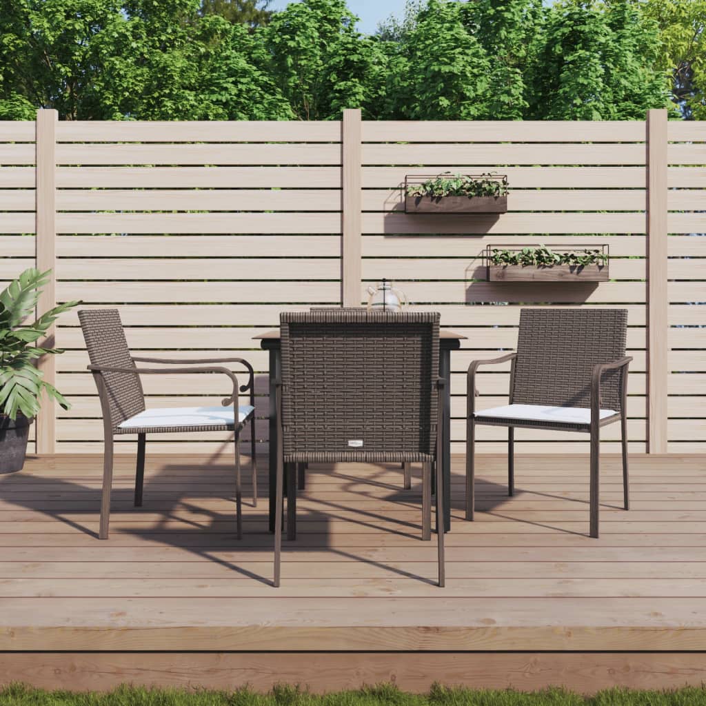 5-tlg. Garten-Essgruppe mit Kissen Poly Rattan und Stahl 5-tlg. Garten-Essgruppe mit Kissen Poly Rattan und Stahl