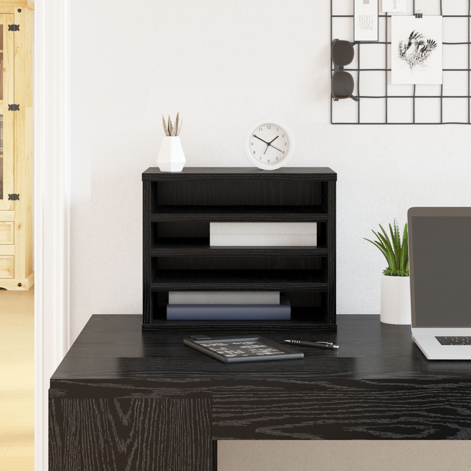 Schreibtischorganisator Schwarz Eiche 36x26x29,5 cm Holzwerkstoff