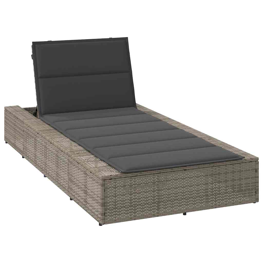 Sonnenliege mit schwebender Auflage Grau Poly Rattan Sonnenliege mit schwebender Auflage Grau Poly Rattan