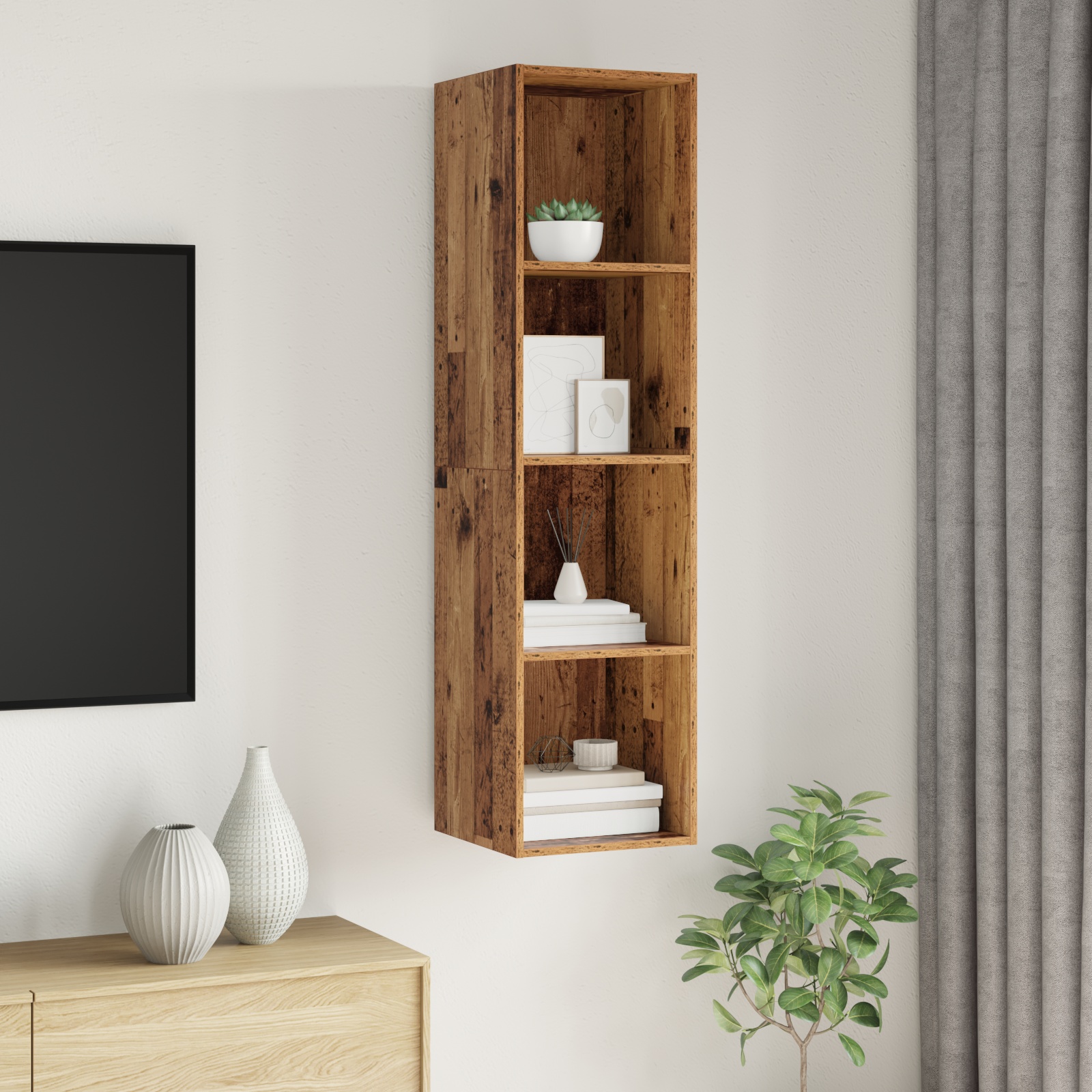 TV-Schränk mit Regal Altholz 37 x 37 x 142,5 cm Holzwerkstoff