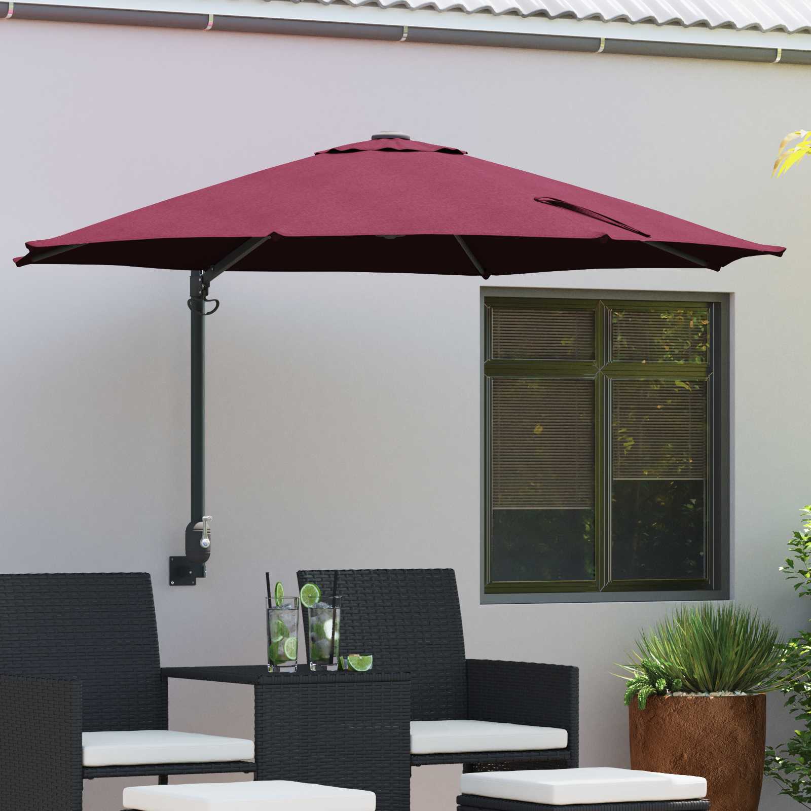 Terrassenschirm Burgunderrot Polyester Groß Zusammenklappbar