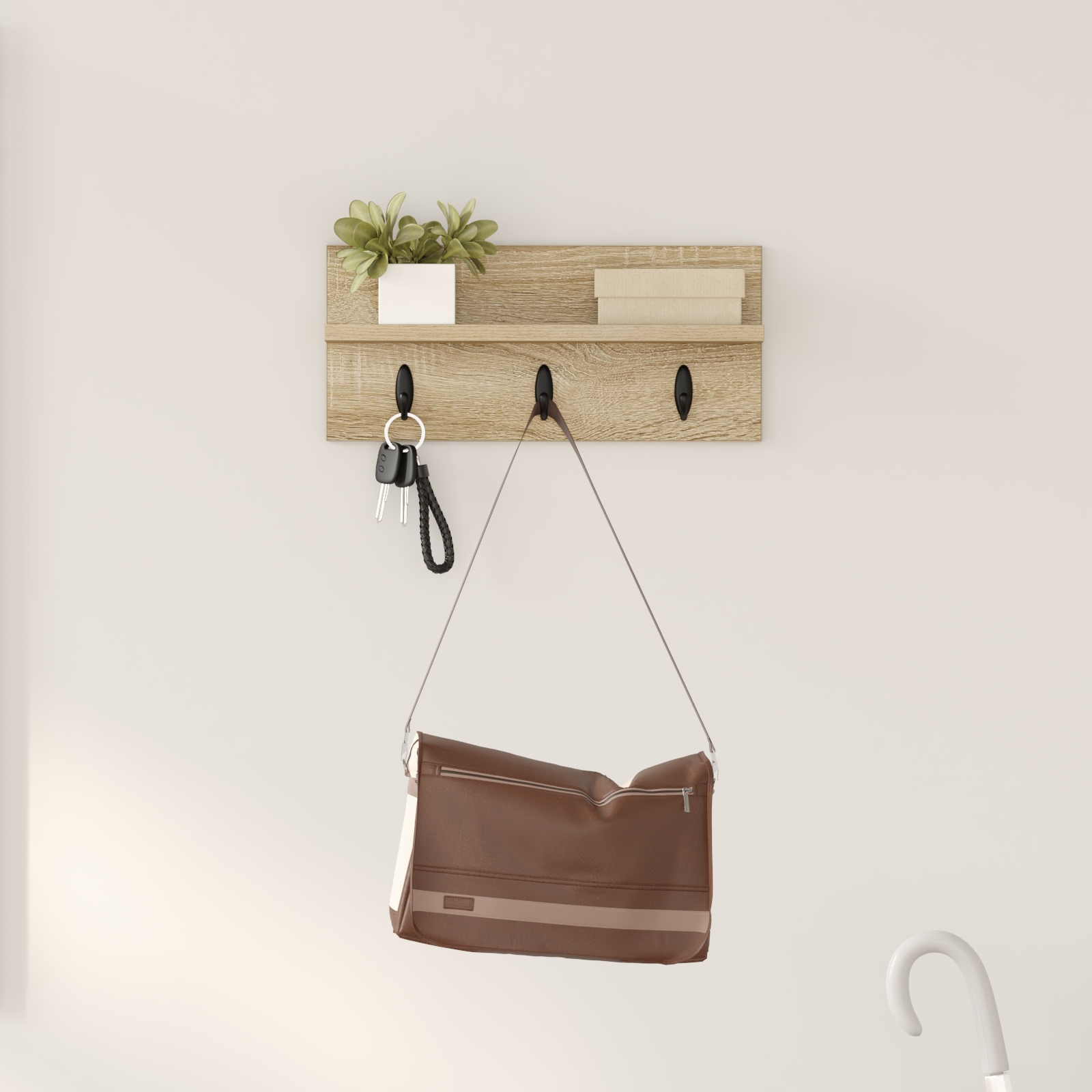 Wandmontierter Kleiderständer Sonoma Eiche 40 x 10.5 x 18 cm