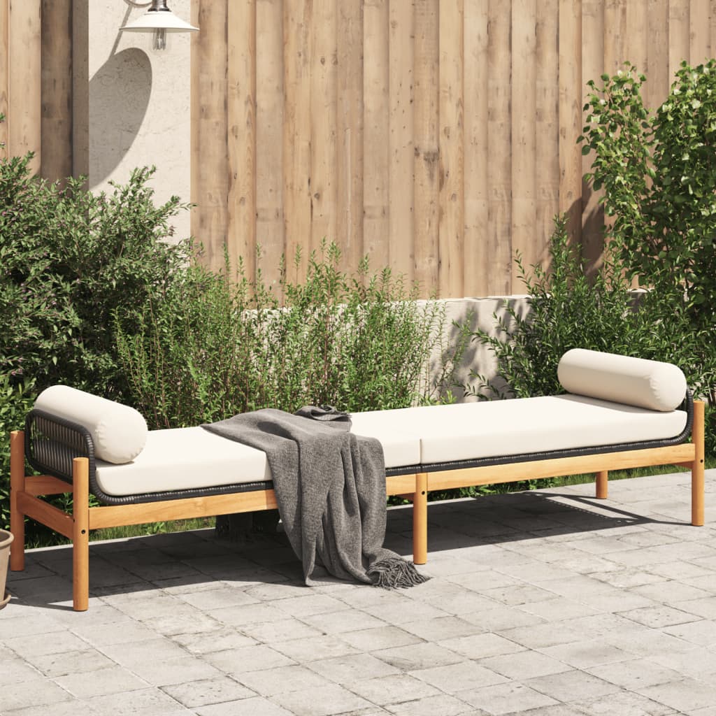 Gartenbank mit Kissen Schwarz Poly Rattan Akazie Gartenbank mit Kissen Schwarz Poly Rattan Akazie