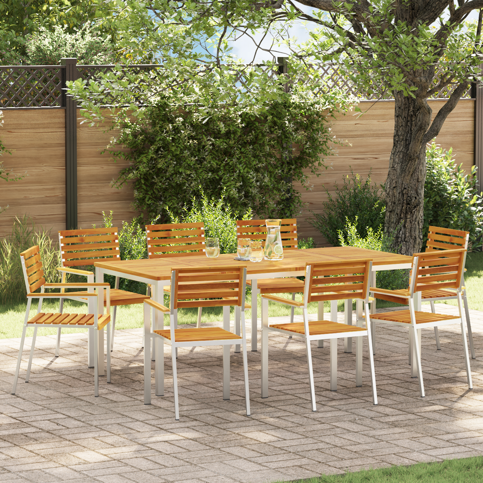 Stapelbare Gartenstühle 8 Stück 54.5x56x89 cm Massivholz Akazie Stapelbare Gartenstühle 8 Stück 54.5x56x89 cm Massivholz Akazie