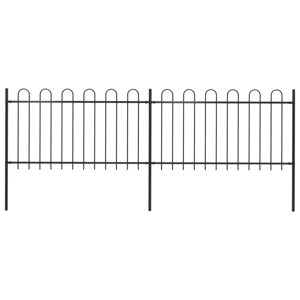 Gartenzaun mit Bügel-Design Stahl 3,4 x 1 m Schwarz