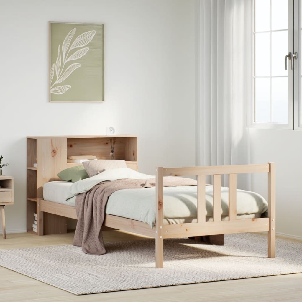 Massivholzbett mit Regal ohne Matratze 90x190 cm Kiefernholz