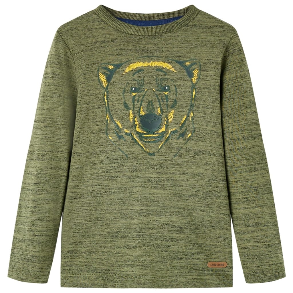 Kinder-Langarmshirt Khaki Melange 104 Kinder-Langarmshirt Khaki Melange 104