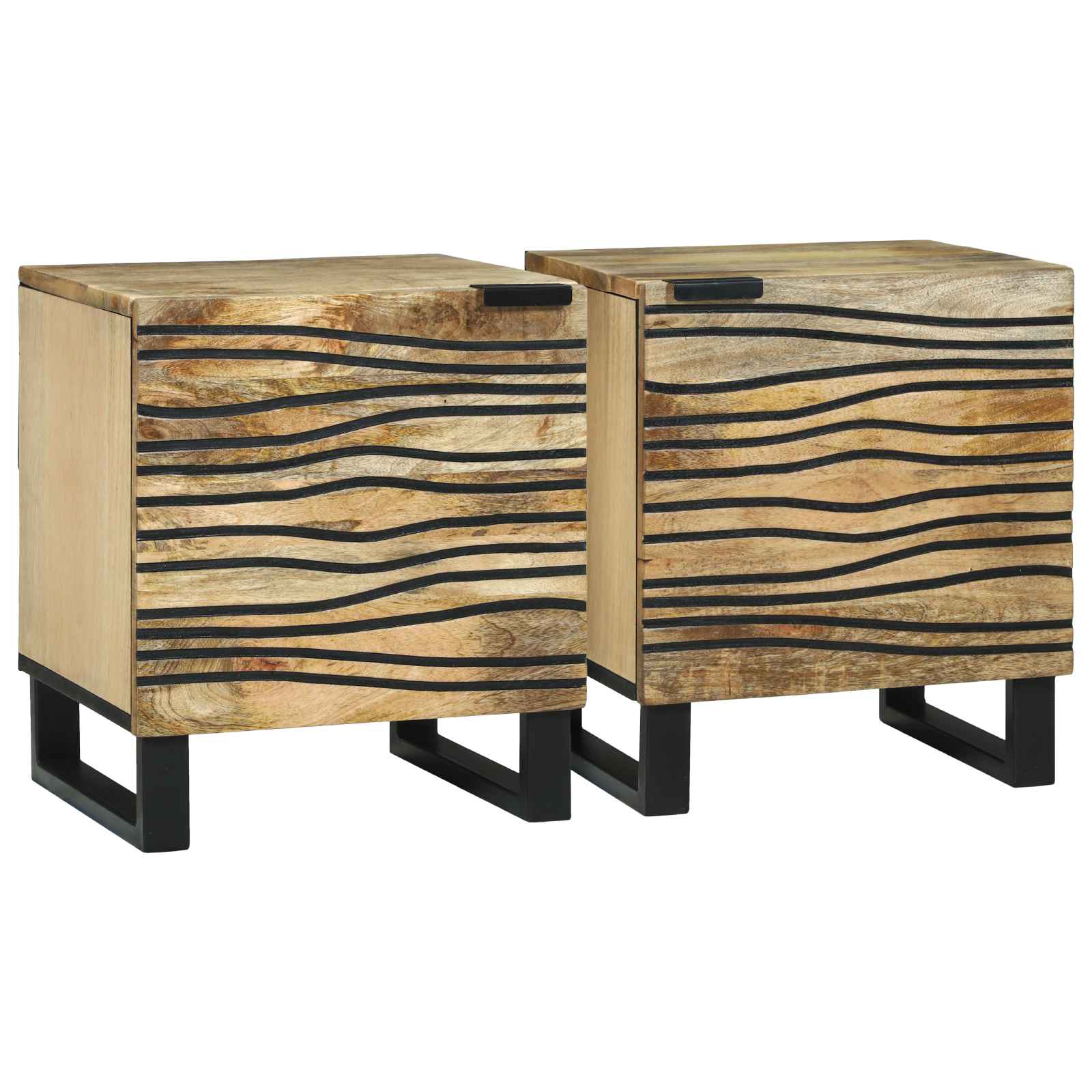 Nachttische 2 Stück 40x33.5x46 cm Massivholz Mango