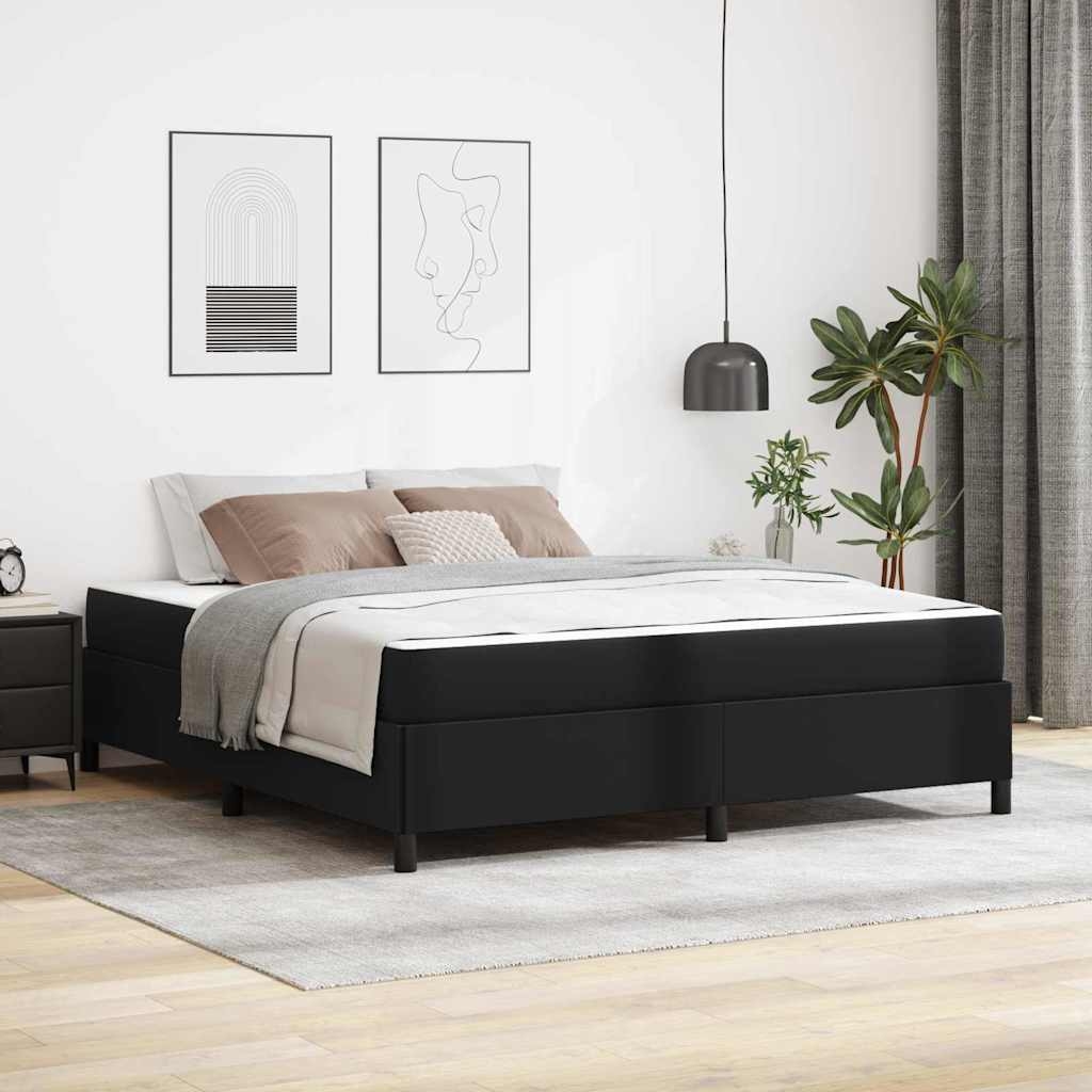 Bettgestell mit Matratze Schwarz 180 x 200 cm Kunstleder