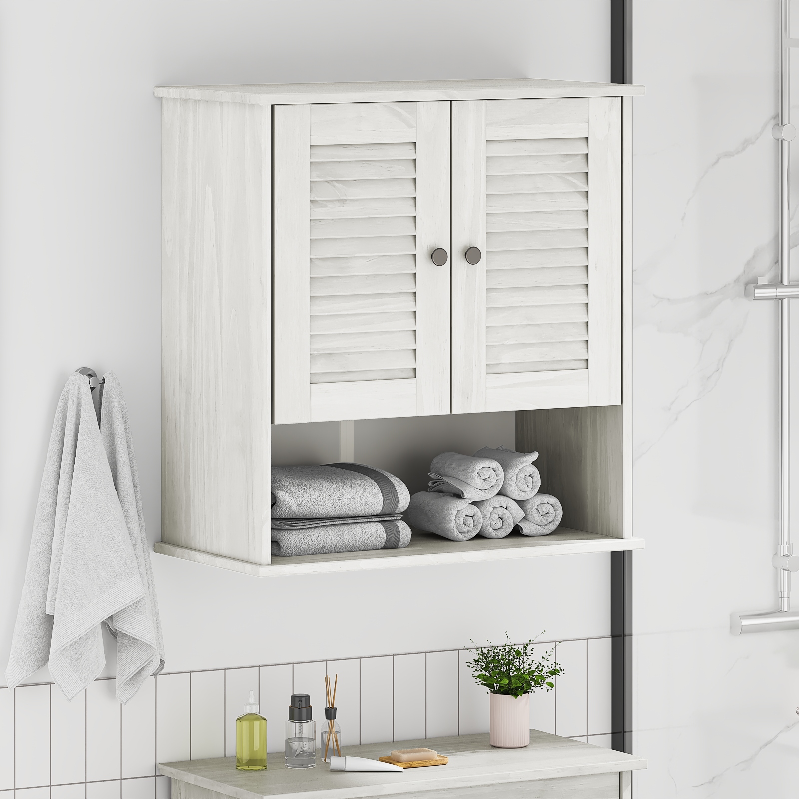 Wandmontierter Badezimmer-Schrank Weiß 67,5 x 34 x 71,5 cm