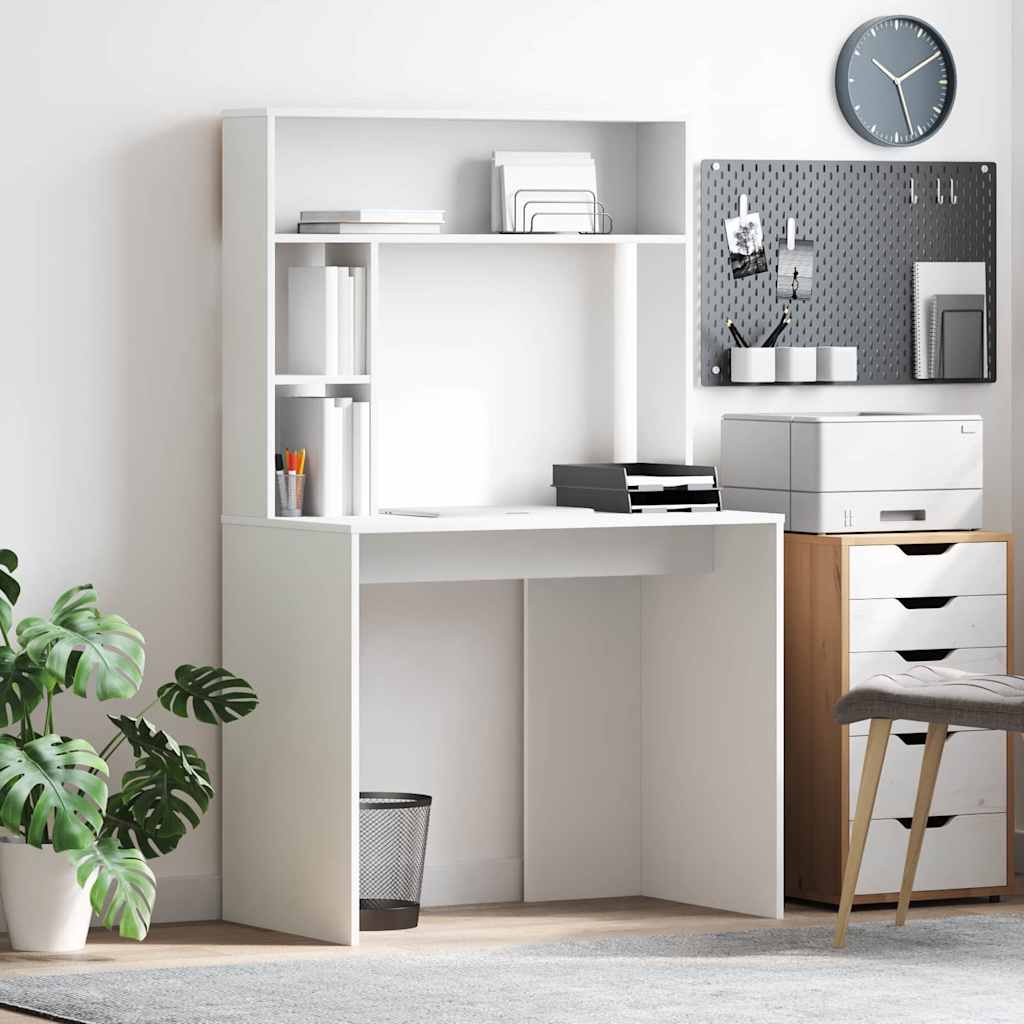 Schreibtisch mit Regal Weiß 91 x 50 x 149 cm Holzwerkstoff