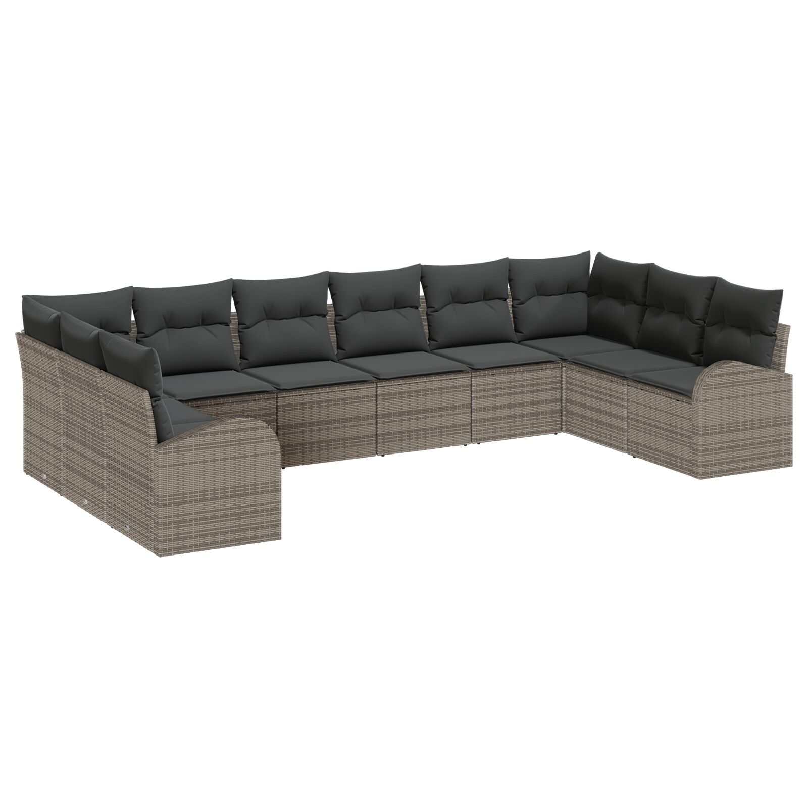 10-teiliges Garten-Sofa-Set mit Kissen Grau Poly-Rattan, 2-Sitzer Garten-Sofa mit Stauraum & Kissen Grau Poly-Rattan 10-teiliges Garten-Sofa-Set mit Kissen Grau Poly-Rattan, 2-Sitzer Garten-Sofa mit Stauraum & Kissen Grau Poly-Rattan