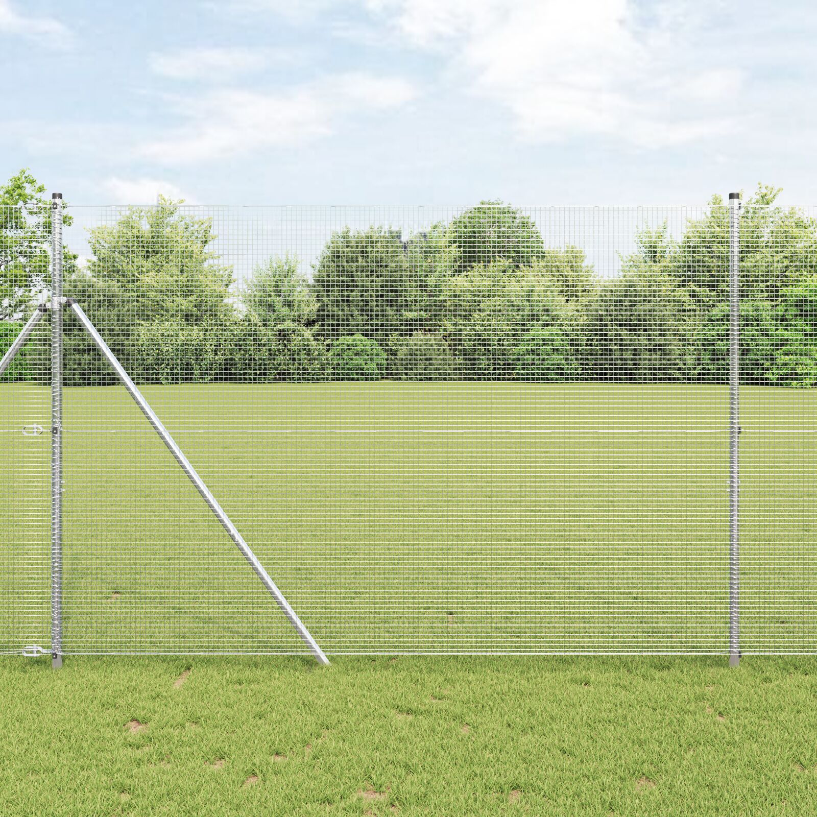 Geschweißter Drahtzaun mit 13 Pfosten 1.5x25 m Verzinkter Stahl