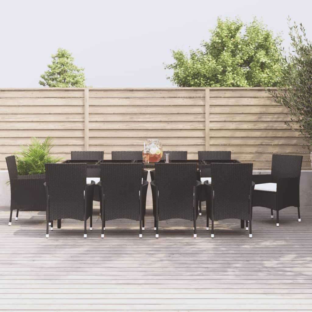 11-tlg. Garten-Essgruppe mit Kissen Schwarz Poly Rattan 11-tlg. Garten-Essgruppe mit Kissen Schwarz Poly Rattan