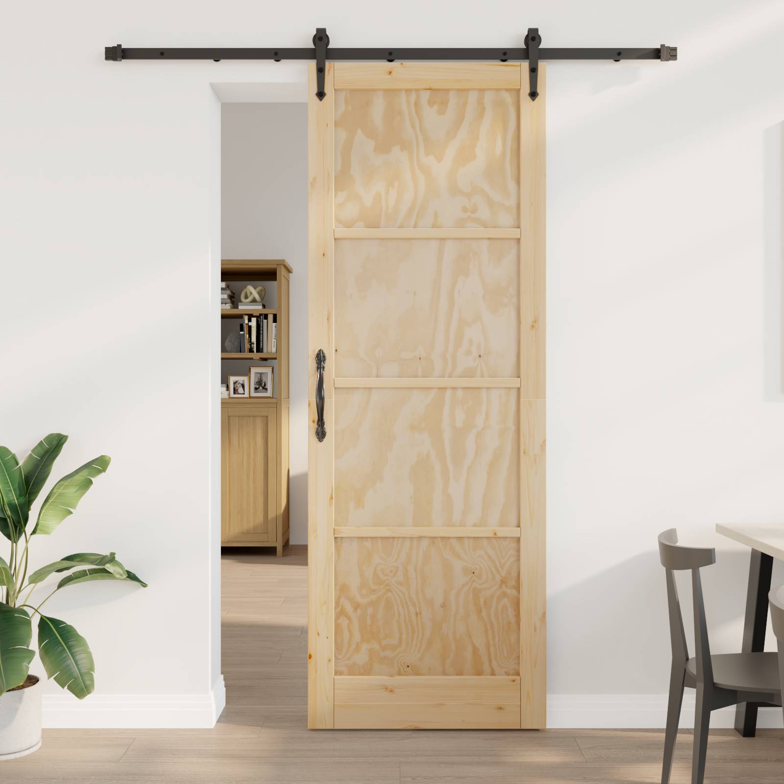 Schiebetür mit Beschlagsatz 83x232 cm Massivholz Kiefer