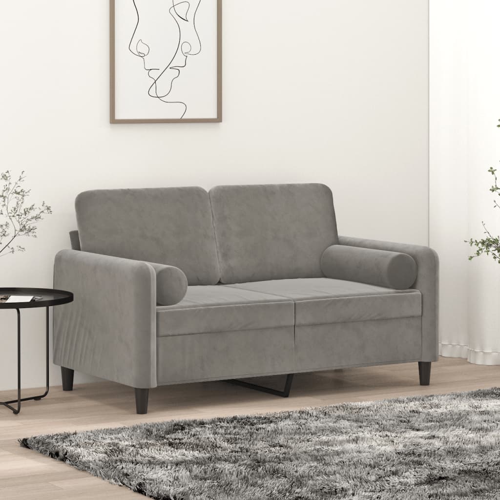 Zierkissen 2 Stk. Hellgrau Ø15x50 cm Samt