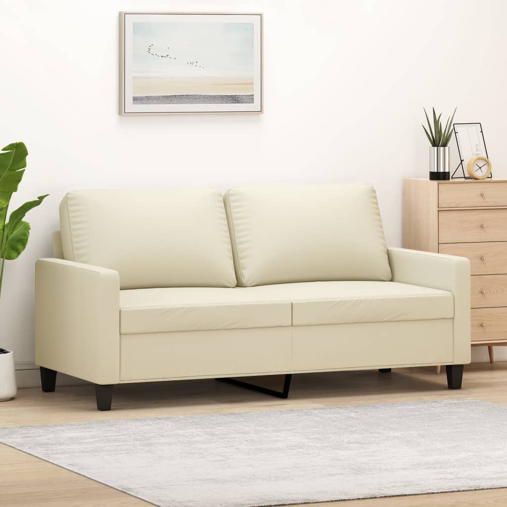 2-Sitzer-Sofa Creme 140 cm Kunstleder 2-Sitzer-Sofa Creme 140 cm Kunstleder
